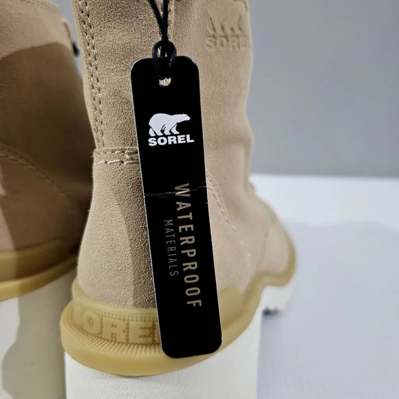 NEW Sorel Hi Line Ankle Boot Womens 7.5 Tan Leather Waterproof Hiking Lug Sole - Picture 11 of 13
